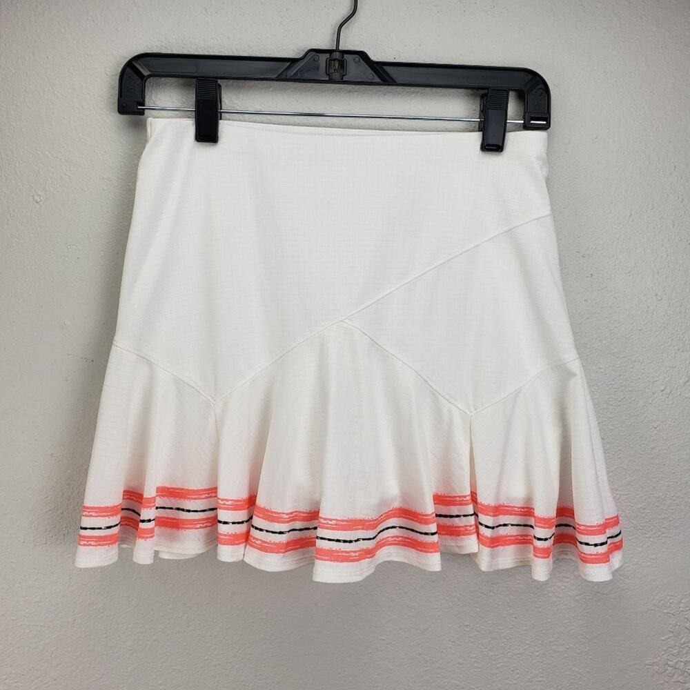 Lucky In Love Women's Long Amour Flounce Tennis Skirt S White CB421